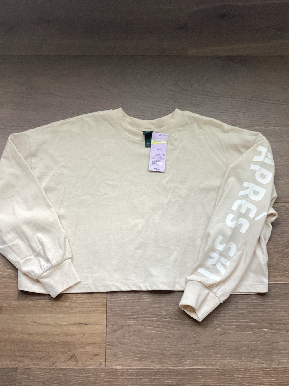 Wild Fable Cream Oversized Cropped Long Sleeve Size XXS Apres Ski Beige Boxy